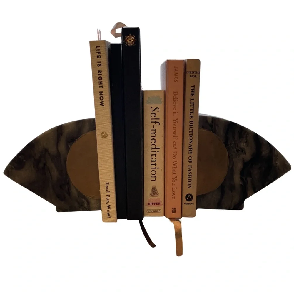 Gray and Gold Marble Bookends